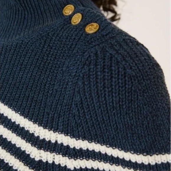 Anthropologie MAEVE Puff-Sleeve Breton Sweater Tee Sailor Stripe Nautical XS/S - Picture 4 of 6